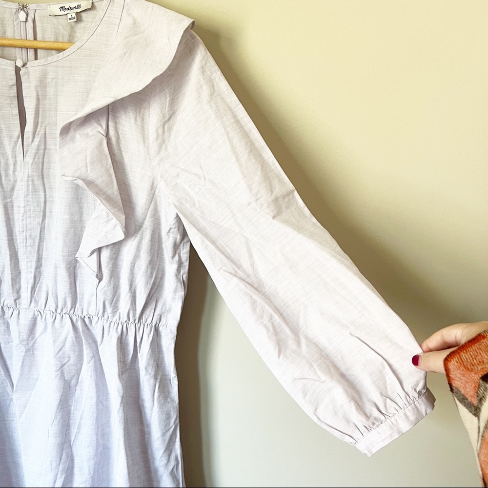 Madewell Ruffle-Shoulder Mini Dress Lavender Heather Botanical 6 NWT - Picture 7 of 11